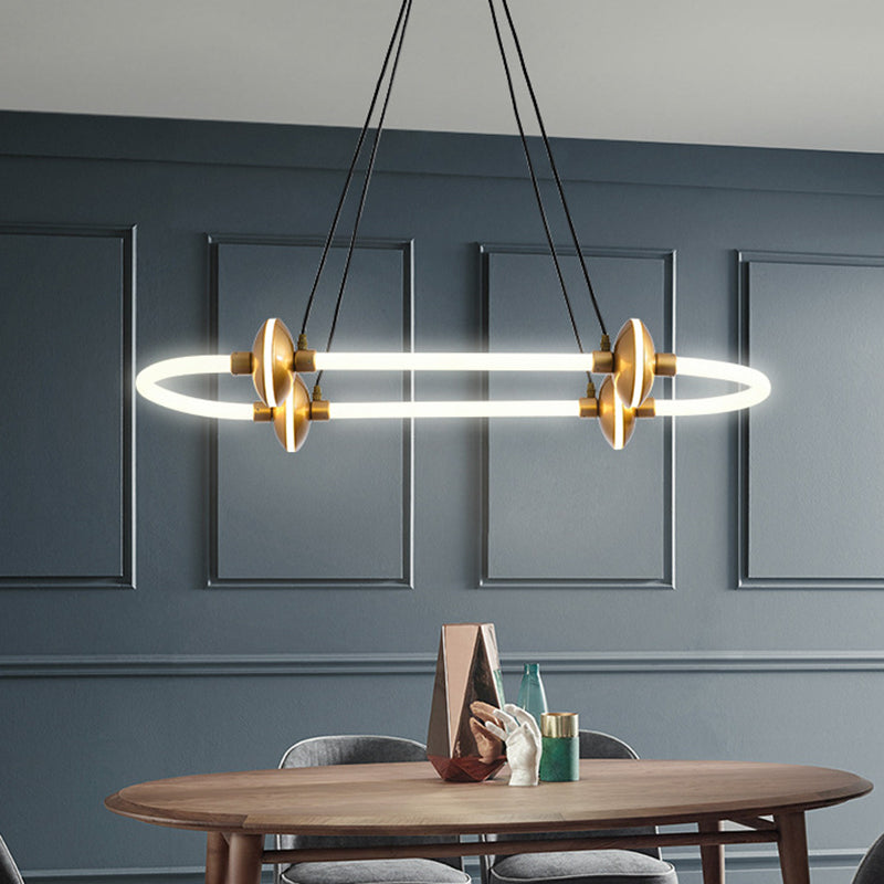 Minimalist Linear Island Light Metal 1 Light Hanging Light for Dining Room