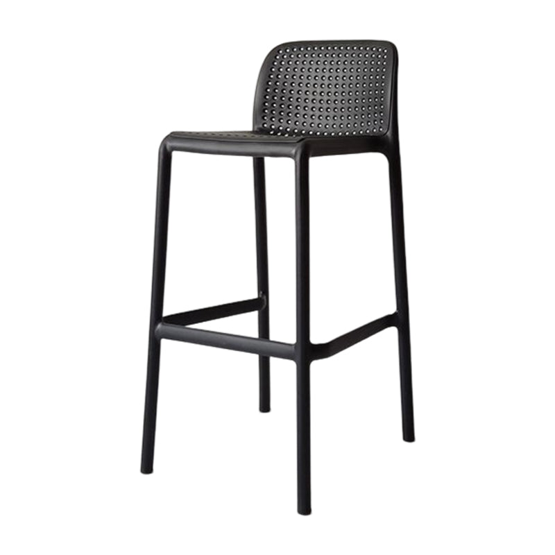 Taburete de bar moderno, taburete de bar sin brazos de plástico con reposapiés y respaldo