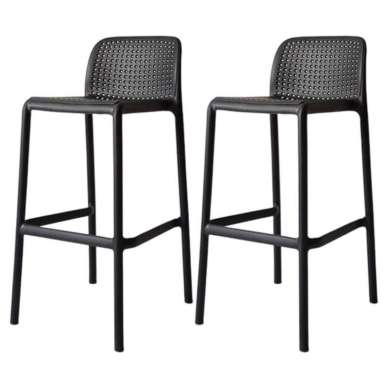 Taburete de bar moderno, taburete de bar sin brazos de plástico con reposapiés y respaldo