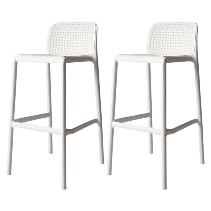 Taburete de bar moderno, taburete de bar sin brazos de plástico con reposapiés y respaldo