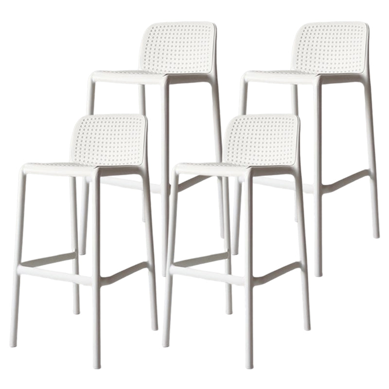 Taburete de bar moderno, taburete de bar sin brazos de plástico con reposapiés y respaldo