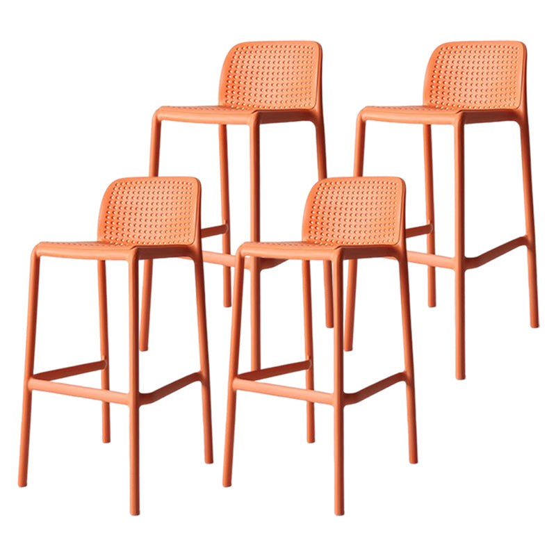 Taburete de bar moderno, taburete de bar sin brazos de plástico con reposapiés y respaldo