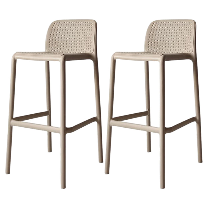 Taburete de bar moderno, taburete de bar sin brazos de plástico con reposapiés y respaldo