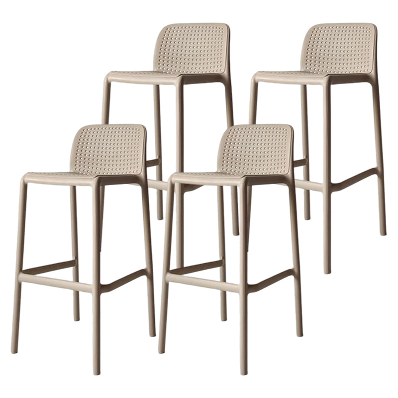 Taburete de bar moderno, taburete de bar sin brazos de plástico con reposapiés y respaldo