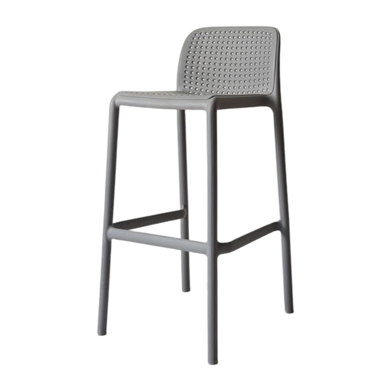 Taburete de bar moderno, taburete de bar sin brazos de plástico con reposapiés y respaldo
