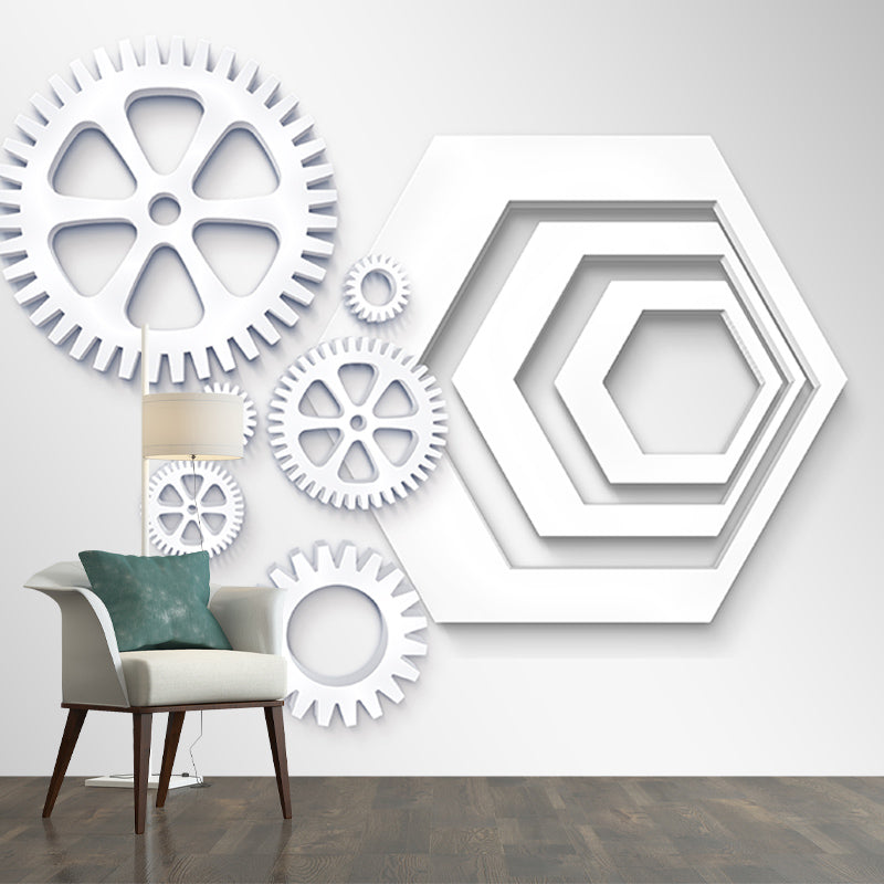 Metal Gear Illustration Mural Wallpaper Environment Friendly Living Room Wall Mural