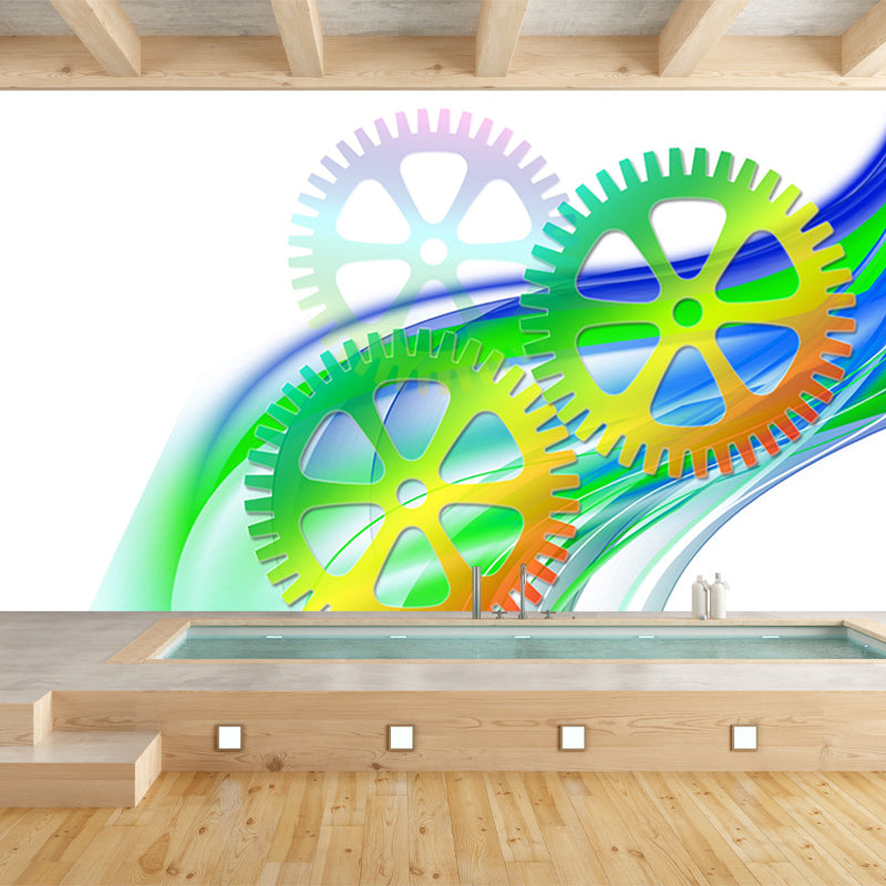 Metal Gear Illustration Mural Wallpaper Environment Friendly Living Room Wall Mural