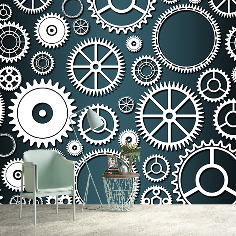 Illustration Stain Resistant Mural Wallpaper Metal Gear Indoor Wall Mural