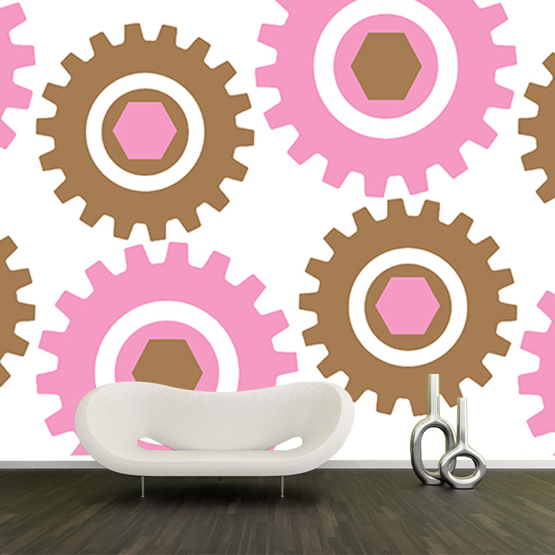 Modern Style Mural Wallpaper Metal Gear Illustration Indoor Wall Mural