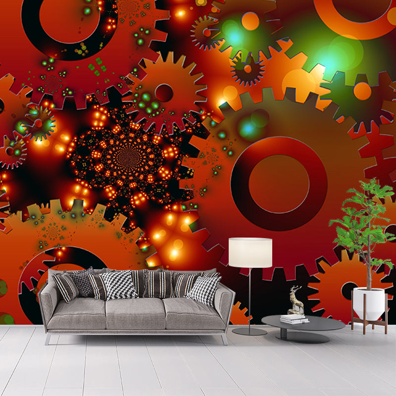 Modern Style Mural Wallpaper Metal Gear Illustration Indoor Wall Mural