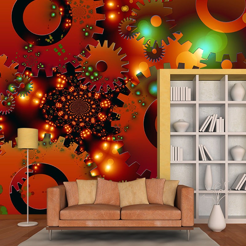 Modern Style Mural Wallpaper Metal Gear Illustration Indoor Wall Mural
