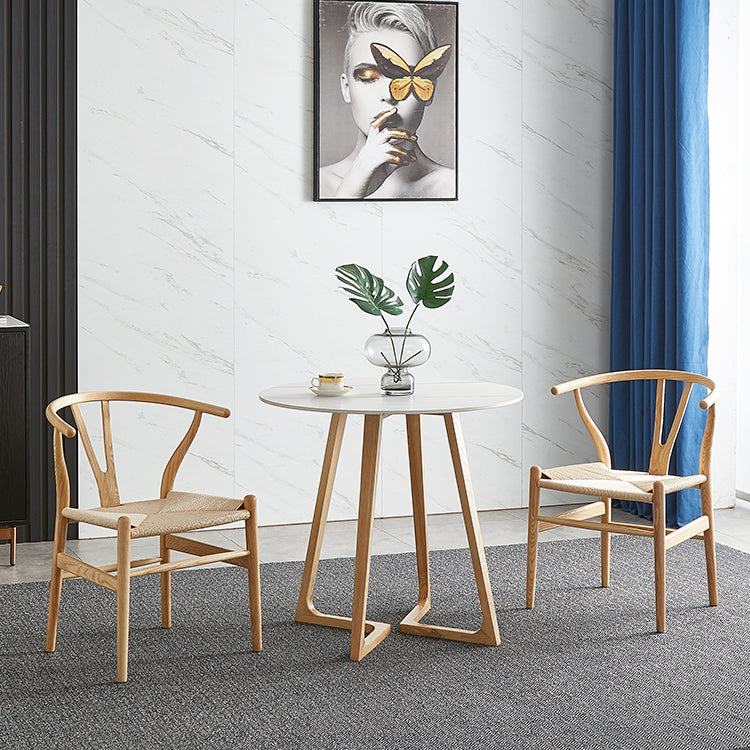 Double Pedestal Stone Table Industrial Style Dining Room Table for Home
