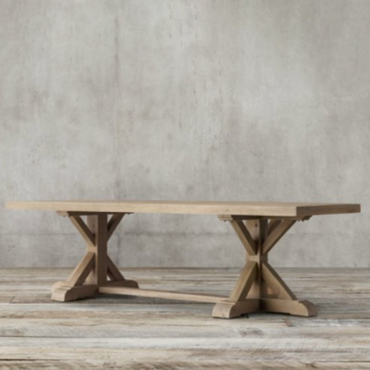 Modern Pine Wooden Table for Restaurant Rectangle Dining Table with Trestle Base