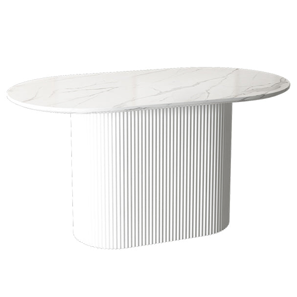 Mesa de comedor ovalado contemporánea de la base de madera sólida con base de pedestal