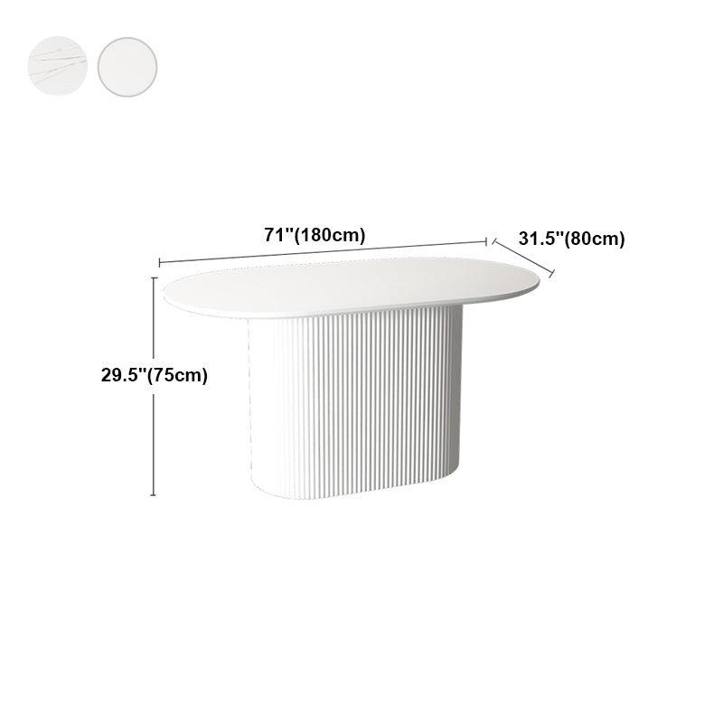 Mesa de comedor ovalado contemporánea de la base de madera sólida con base de pedestal