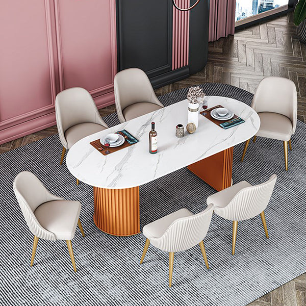 Oval Stone Dining Room Collection Traditional Luxury Home Furniture for Indoor