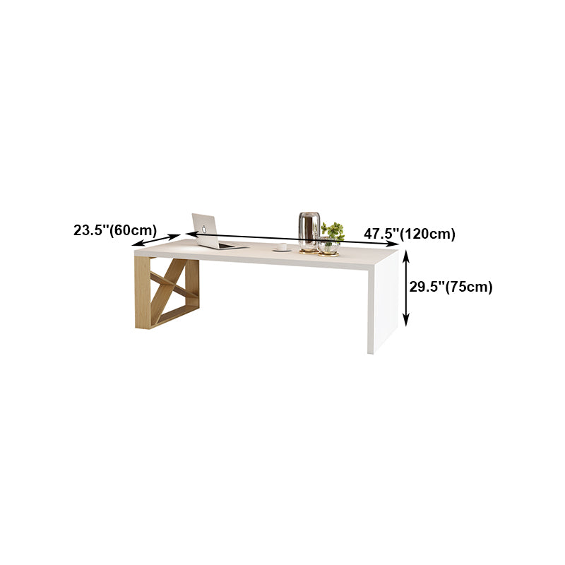 Mesa moderna de madera de pino para mesa blanca rectangular de restaurante con base de pedestal doble