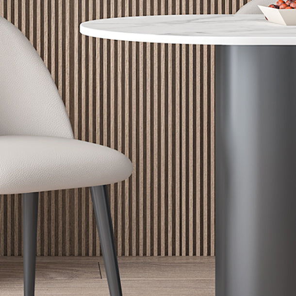Metal Contemporary Free Form Dining Table Sintered Stone Table with Black Legs