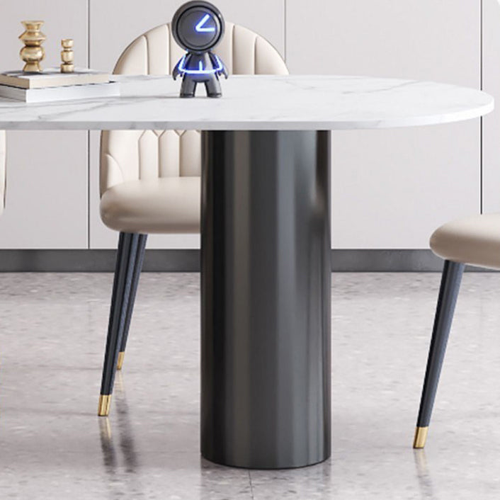 Mesa de comedor Simplicity de 3 patas en tono blanco de piedra sinterizada para comedor