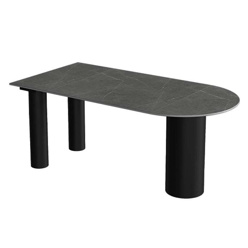 Modern Style Dining Table Sintered Stone Dining Table with Black Frame for Kitchen