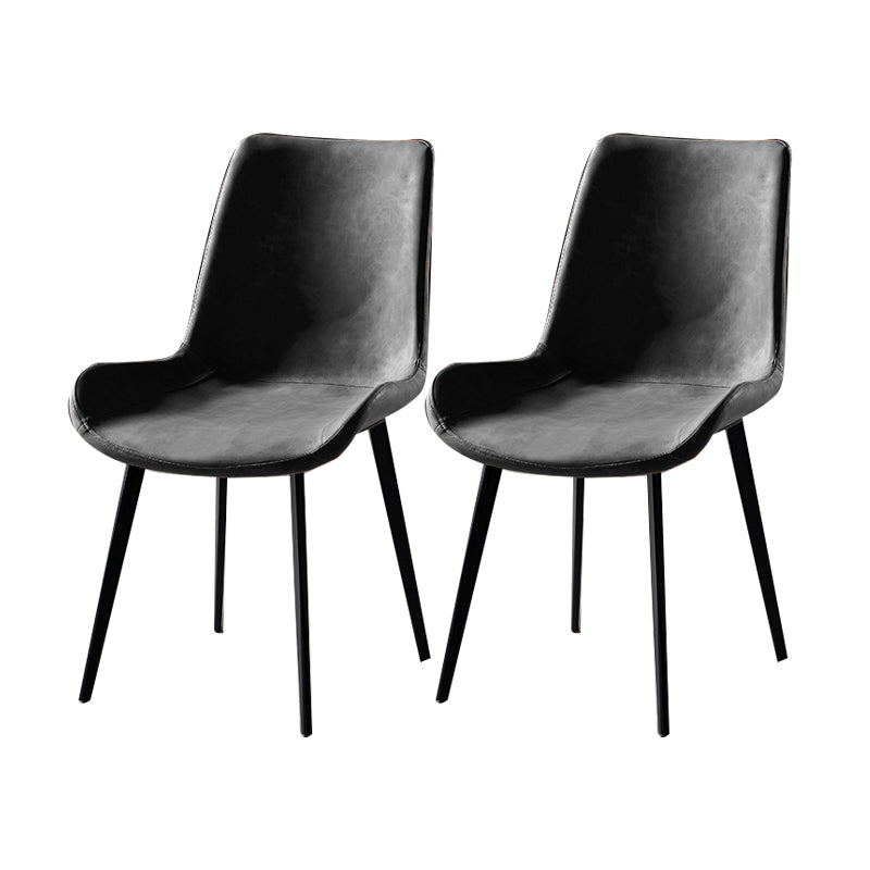 Silla lateral de comedor con respaldo sólido de diseño industrial, brazo de cuero, silla lateral de comedor