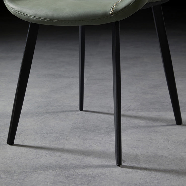 Silla lateral de comedor con respaldo sólido de diseño industrial, brazo de cuero, silla lateral de comedor