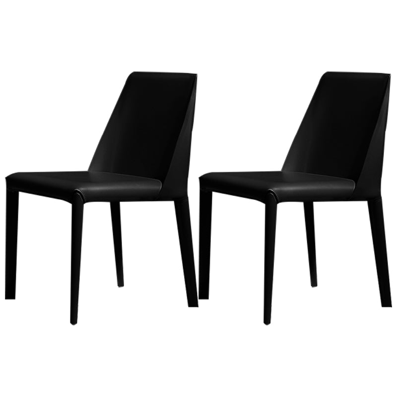 Silla de comedor de cuero moderna, silla lateral de metal sin brazos para uso doméstico
