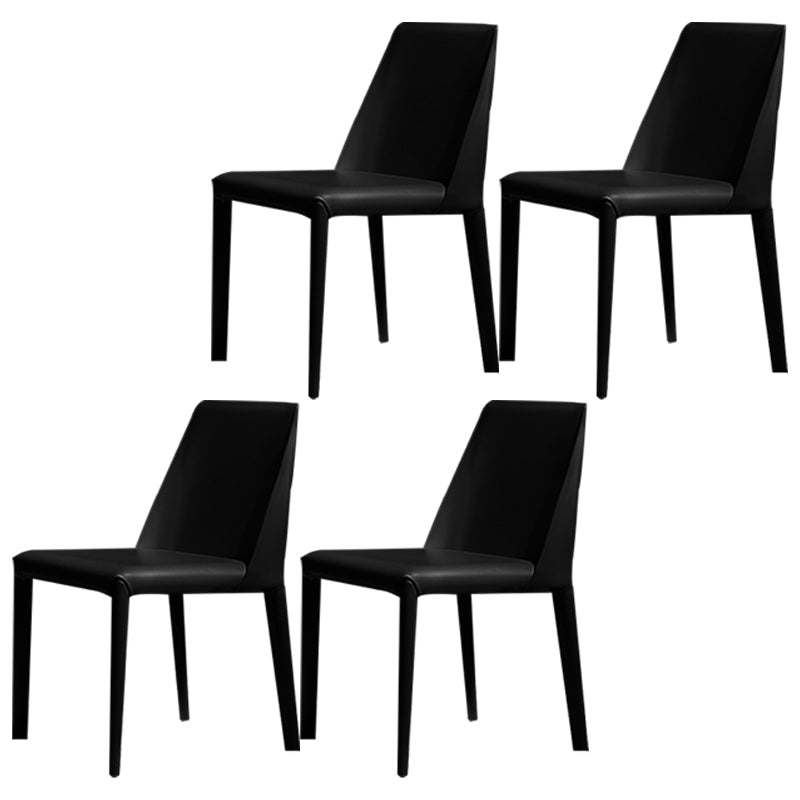 Silla de comedor de cuero moderna, silla lateral de metal sin brazos para uso doméstico