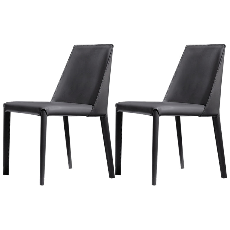 Silla de comedor de cuero moderna, silla lateral de metal sin brazos para uso doméstico