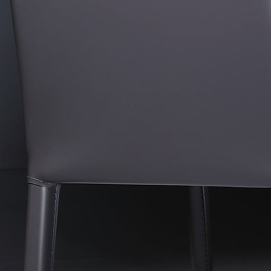 Silla de comedor de cuero moderna, silla lateral de metal sin brazos para uso doméstico