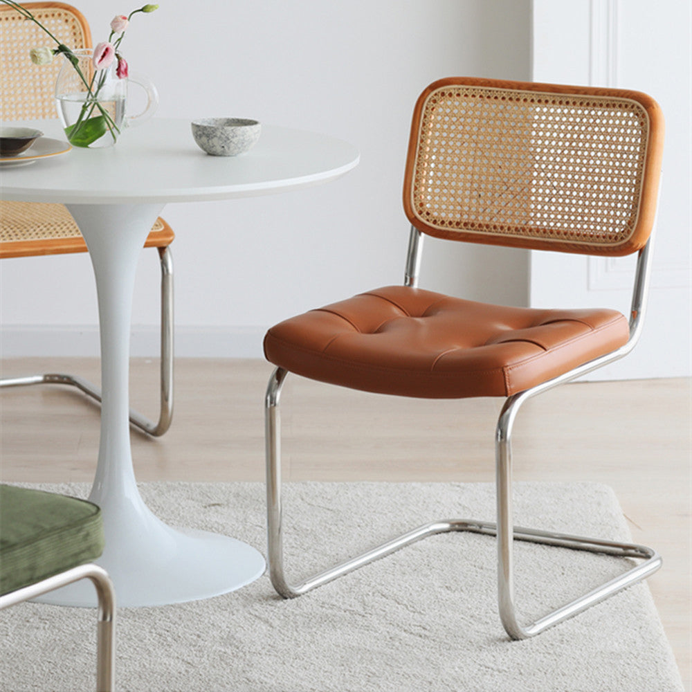 Eigentijdse metalen eetstoelen dineren open achterste armloze zijstoelen voor keuken