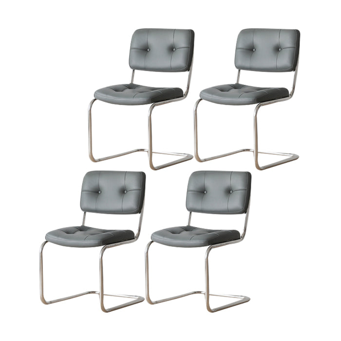 Eigentijdse metalen eetstoelen dineren open achterste armloze zijstoelen voor keuken