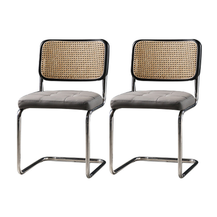 Eigentijdse metalen eetstoelen dineren open achterste armloze zijstoelen voor keuken