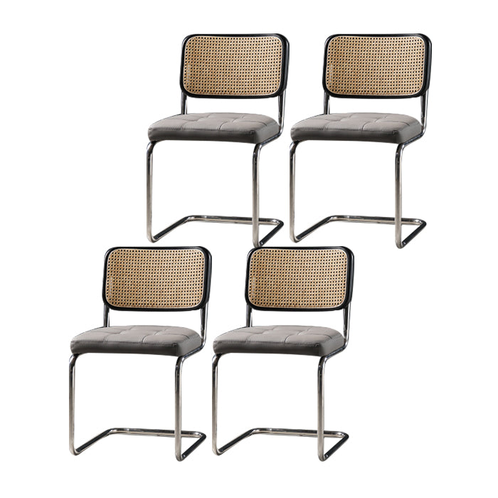 Eigentijdse metalen eetstoelen dineren open achterste armloze zijstoelen voor keuken