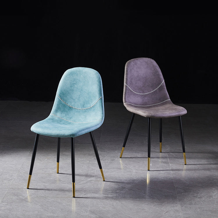 Sillas de comedor sin brazos con respaldo sólido de diseño escandinavo, sillas laterales de comedor de cuero