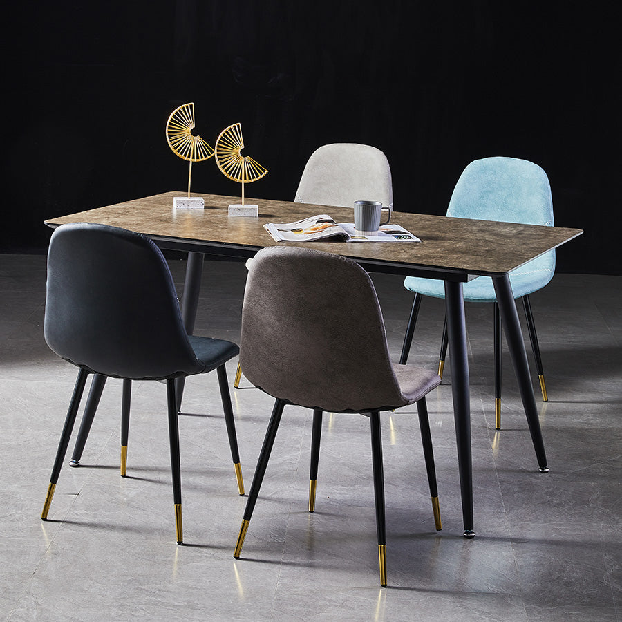 Sillas de comedor sin brazos con respaldo sólido de diseño escandinavo, sillas laterales de comedor de cuero