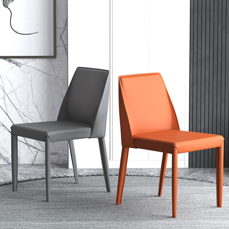 Silla de comedor con acabado mate de cuero, silla lateral con respaldo sólido para el hogar, estilo diseñador