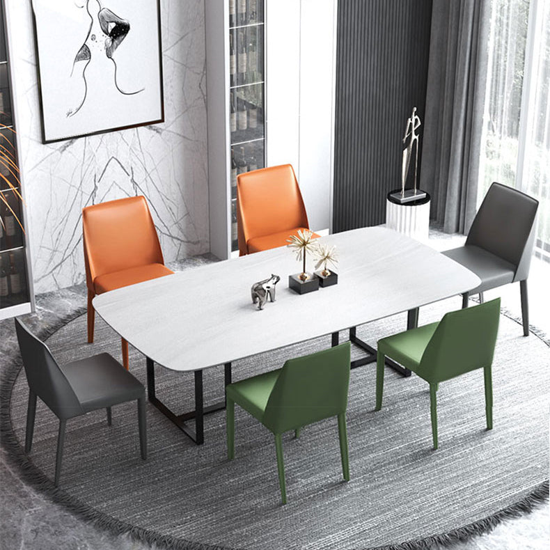 Silla de comedor con acabado mate de cuero, silla lateral con respaldo sólido para el hogar, estilo diseñador