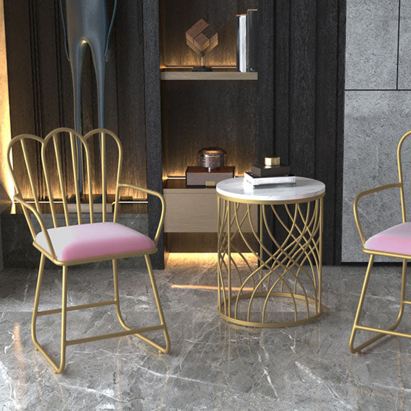Silla de comedor de terciopelo Glam, sillón lateral de comedor de metal para uso en restaurantes