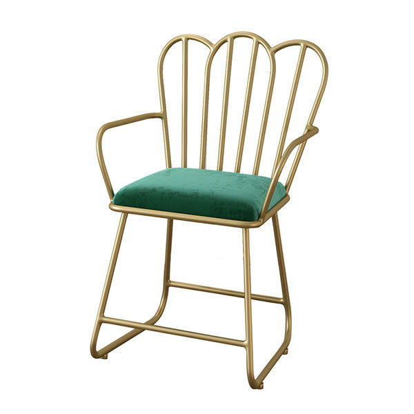 Silla de comedor de terciopelo Glam, sillón lateral de comedor de metal para uso en restaurantes