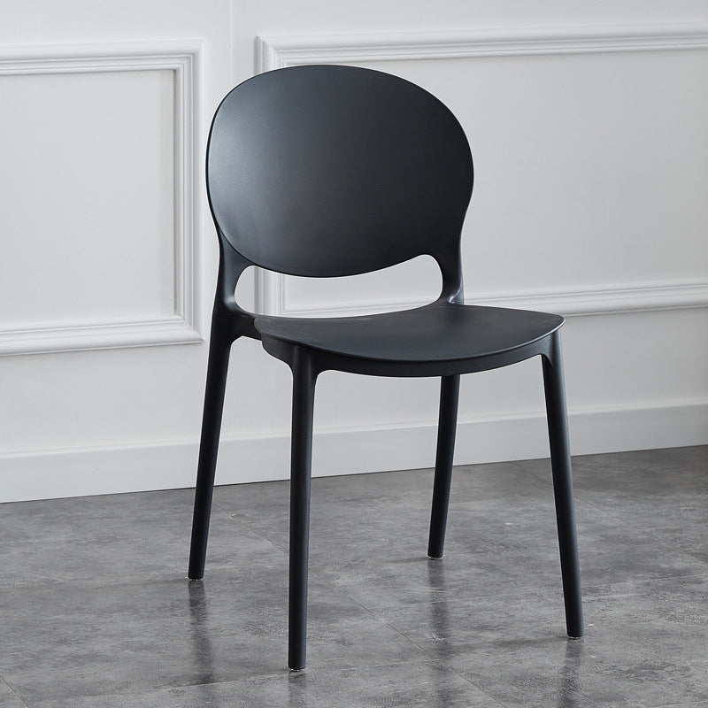 Silla escandinava de plástico para interior y exterior, silla lateral con respaldo abierto