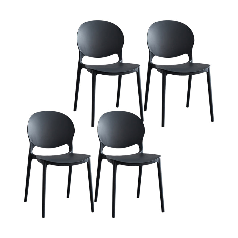 Silla escandinava de plástico para interior y exterior, silla lateral con respaldo abierto