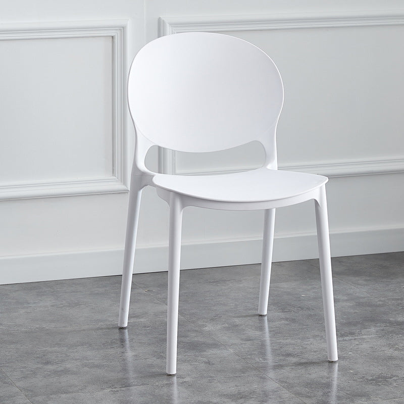 Silla escandinava de plástico para interior y exterior, silla lateral con respaldo abierto