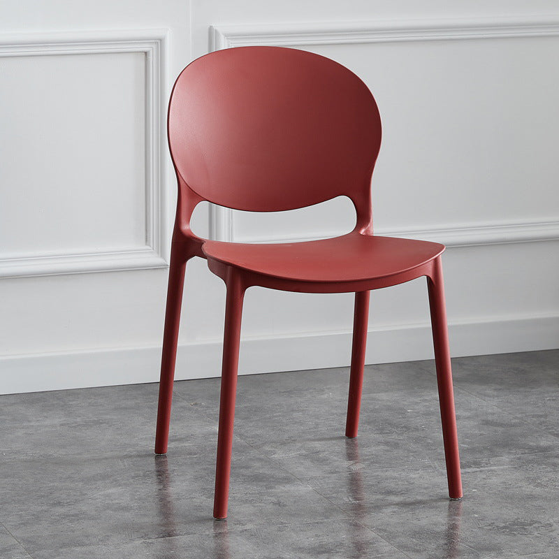 Silla escandinava de plástico para interior y exterior, silla lateral con respaldo abierto