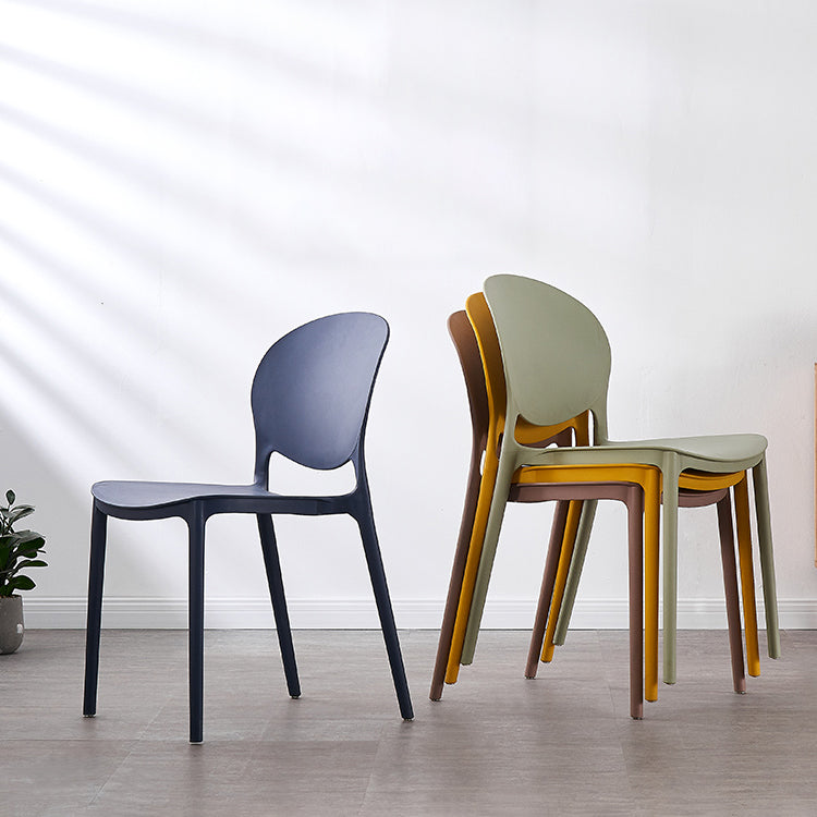 Silla escandinava de plástico para interior y exterior, silla lateral con respaldo abierto