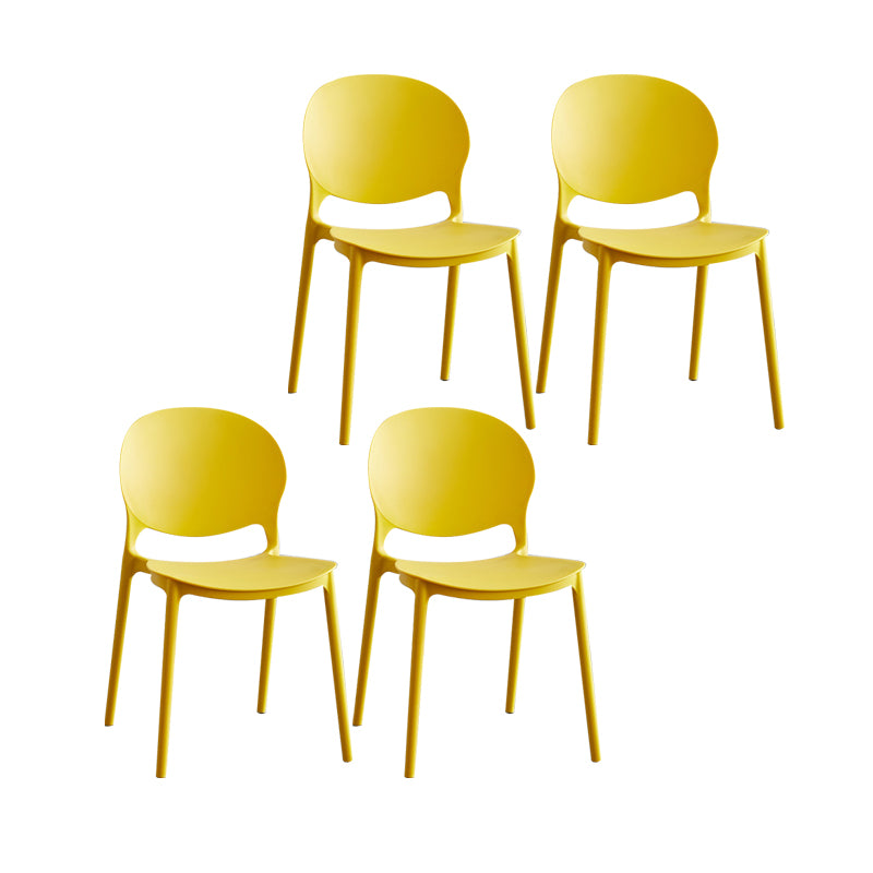 Silla escandinava de plástico para interior y exterior, silla lateral con respaldo abierto