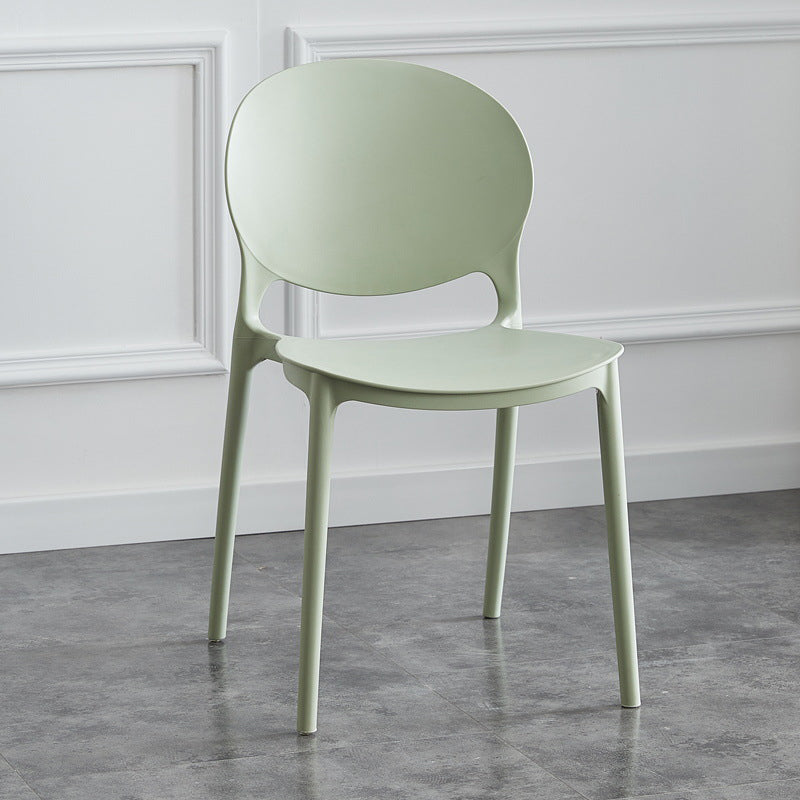 Silla escandinava de plástico para interior y exterior, silla lateral con respaldo abierto