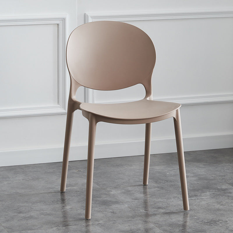 Silla escandinava de plástico para interior y exterior, silla lateral con respaldo abierto