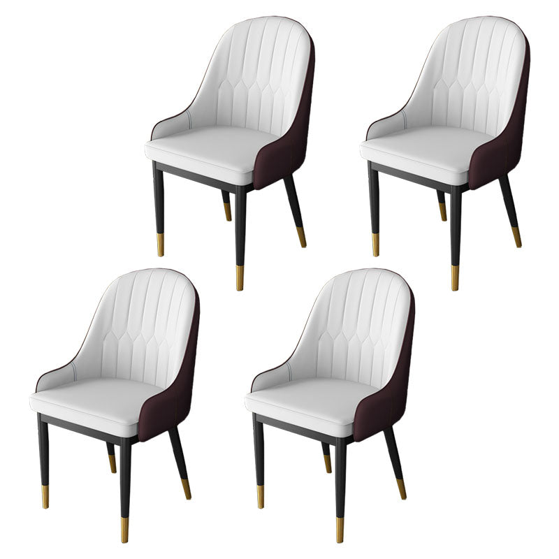 Silla auxiliar de comedor de cuero con respaldo sólido de diseño escandinavo