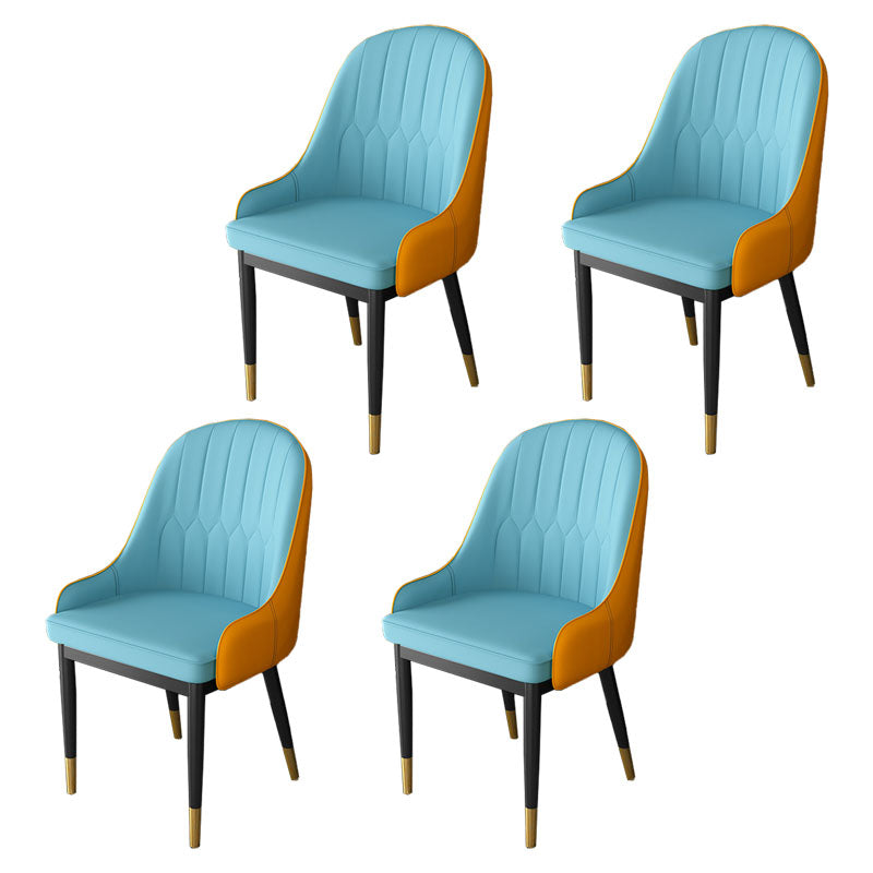 Silla auxiliar de comedor de cuero con respaldo sólido de diseño escandinavo